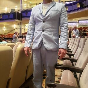 Mens Cotton Baby Blue Suit L